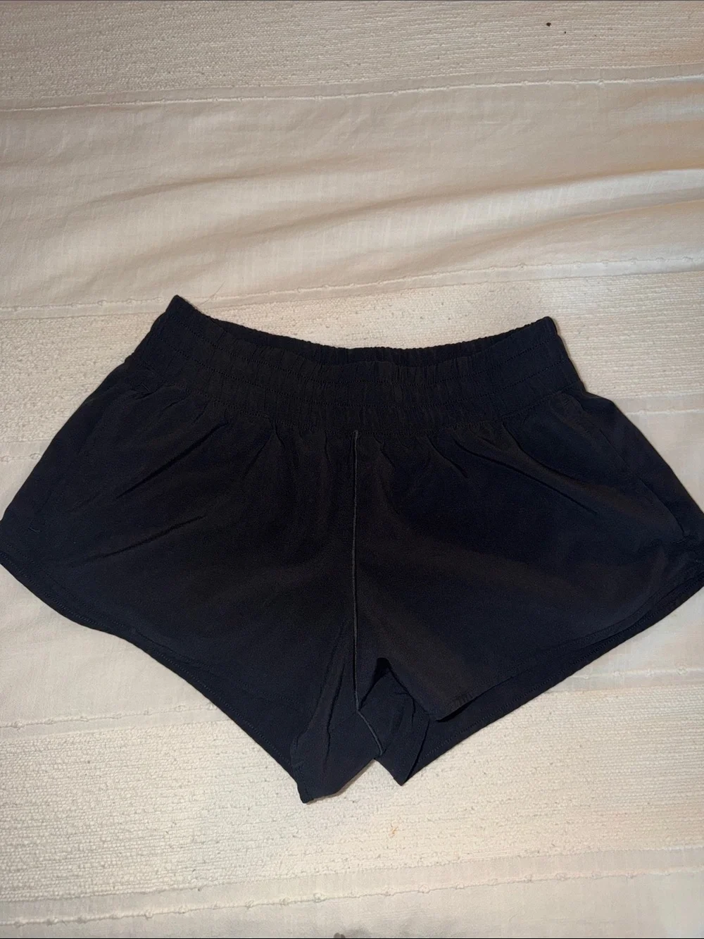 aerie Black Smocked-Waist Athletic Shorts